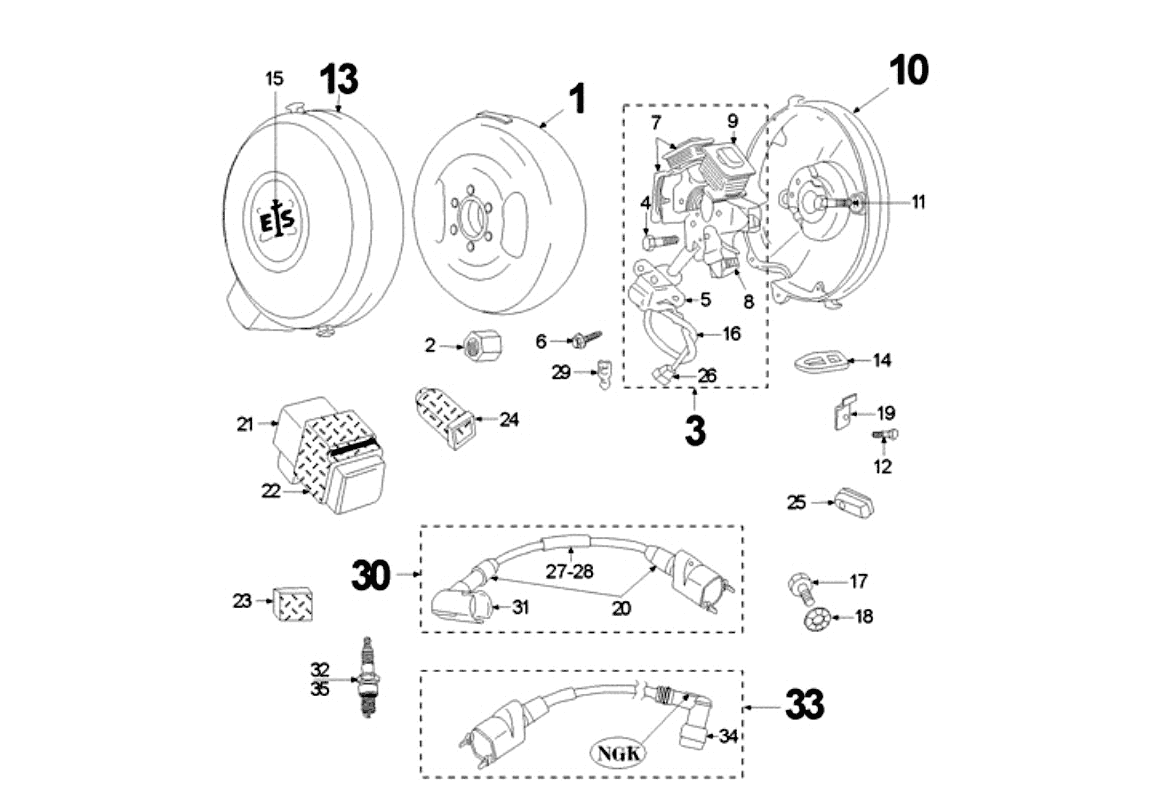 Exploded view Ignition - ignition coil