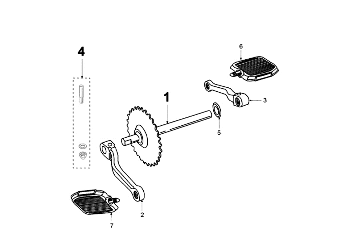 Exploded view Pedaal