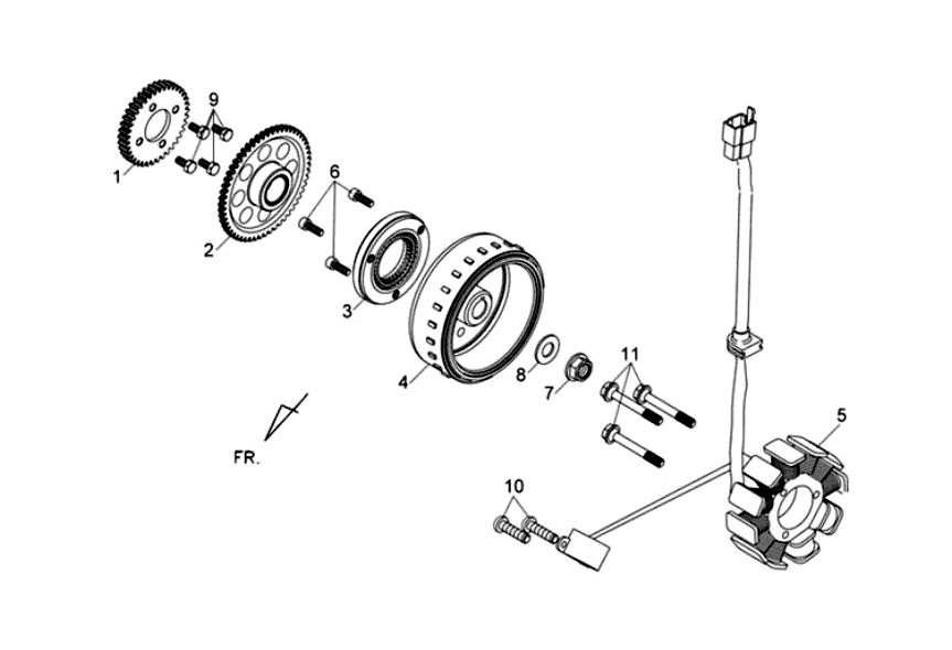 Exploded view Volant magnétique -Turbine