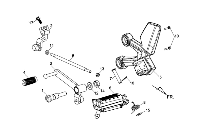 Exploded view Schakelpedaal 