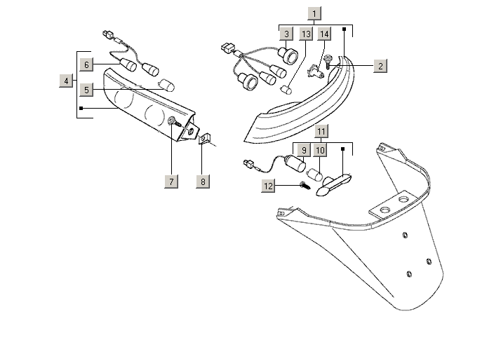 Exploded view Clignotant arrière