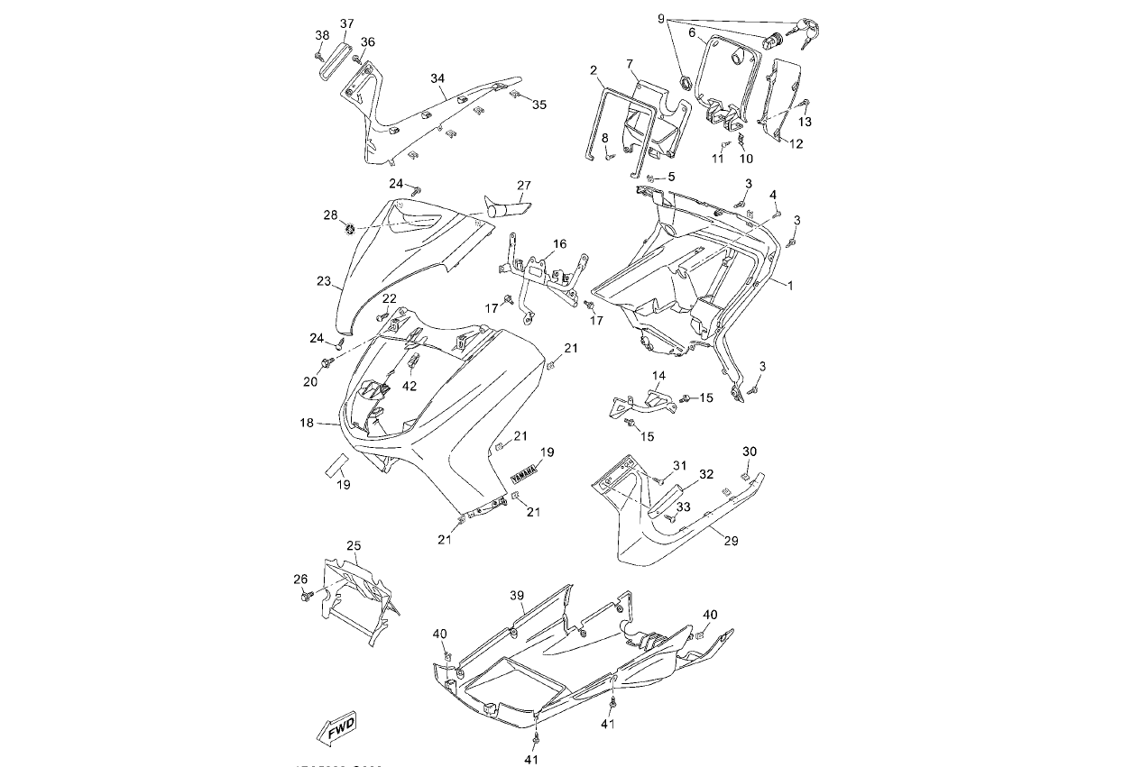 Exploded view Front Cover- Inner Cover - Underbody fairing