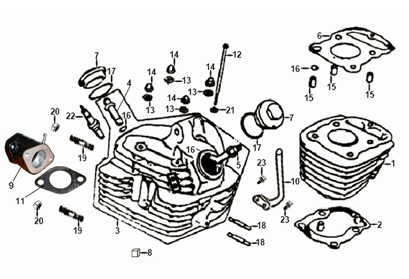 Cilinder - cilinderkop Sym XS 125K 4T E3 2009 (EU ...