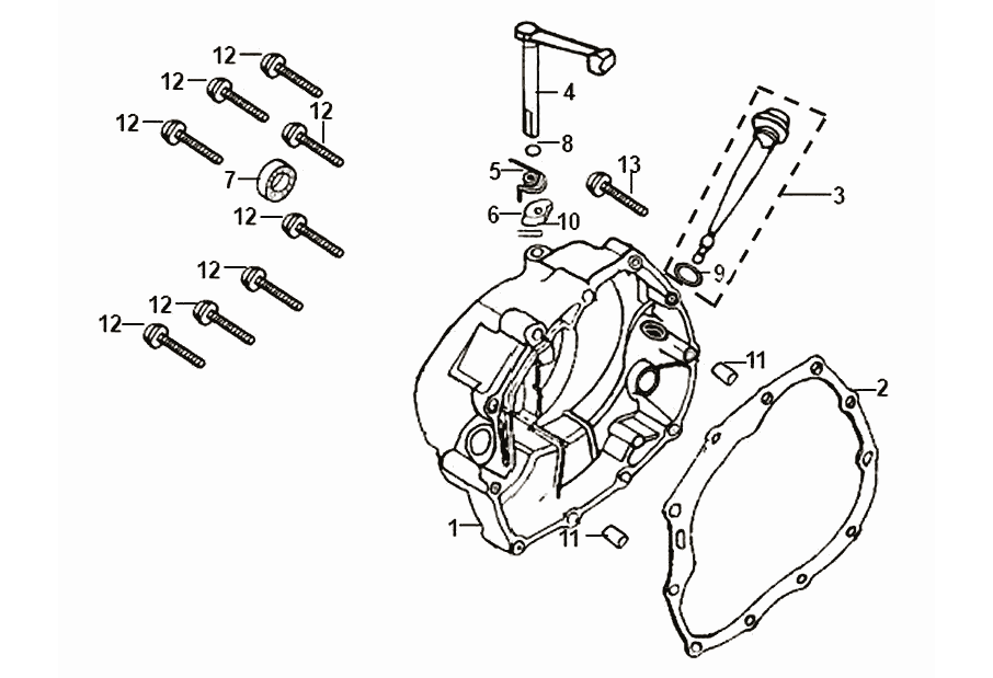 Exploded view Clutch cover