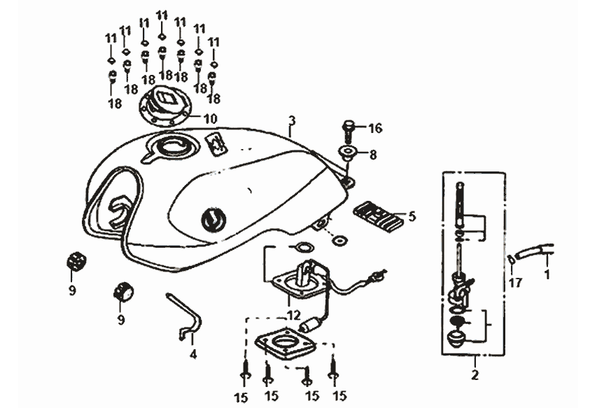 Exploded view Fuel tank