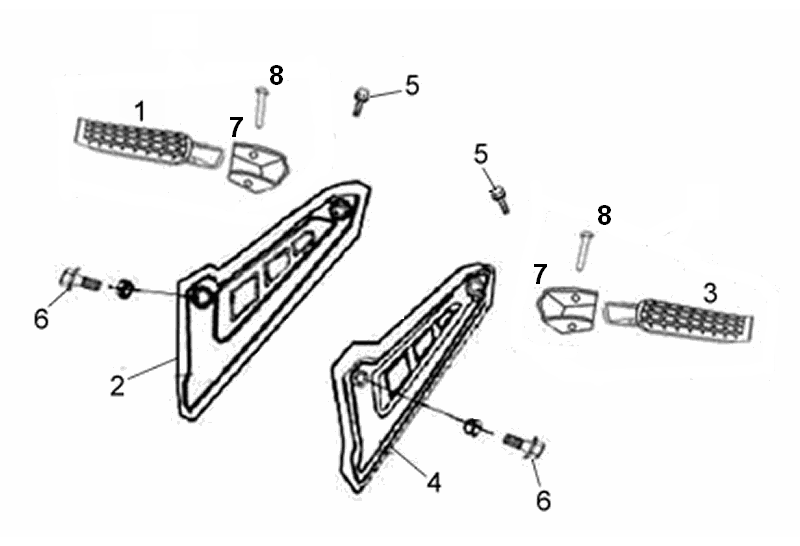 Exploded view Foot rest