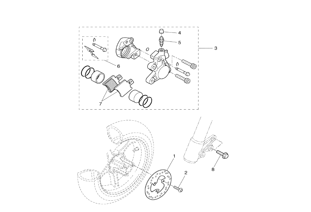 Exploded view Brake caliper front