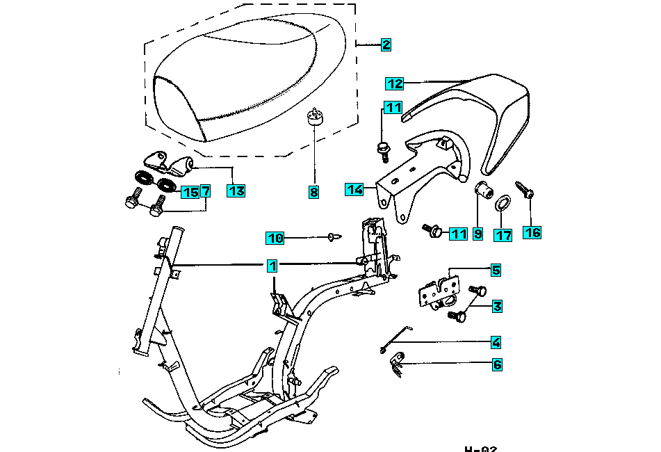 Exploded view Chassis - Buddyseat