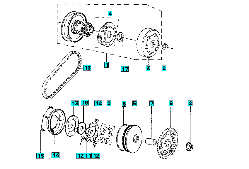 Exploded view Variatore - Frizione