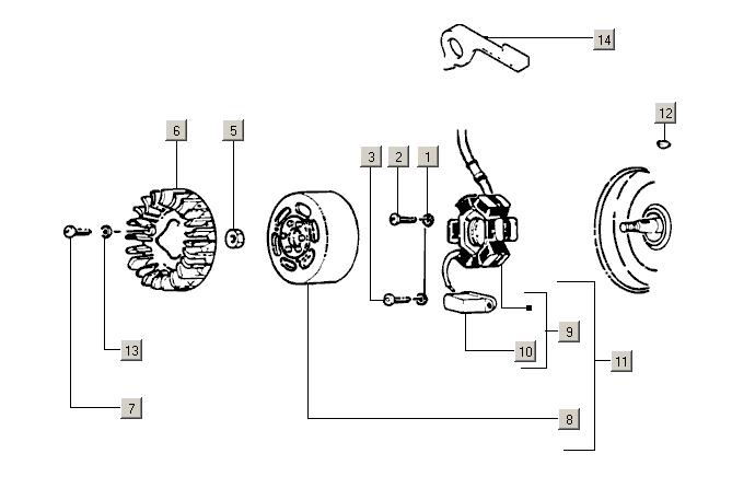 Exploded view Lichtmaschine