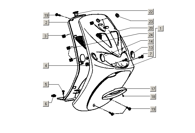 Exploded view Carena anteriore - carene interne 