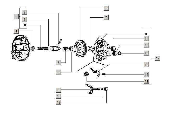 Exploded view Rear hub
