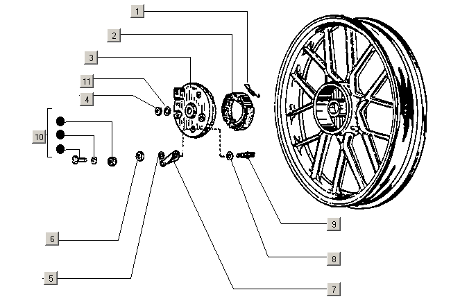 Exploded view Brake shoe front