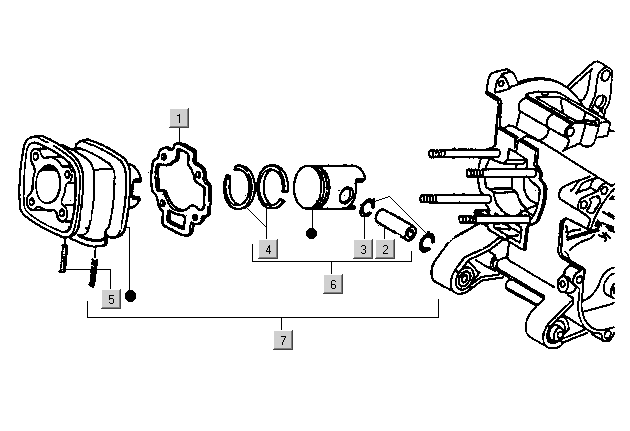 Exploded view Cylindre - Piston