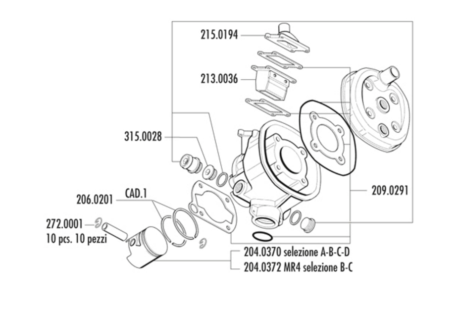 Exploded view Piston - Set joints cylindre (133.2004)