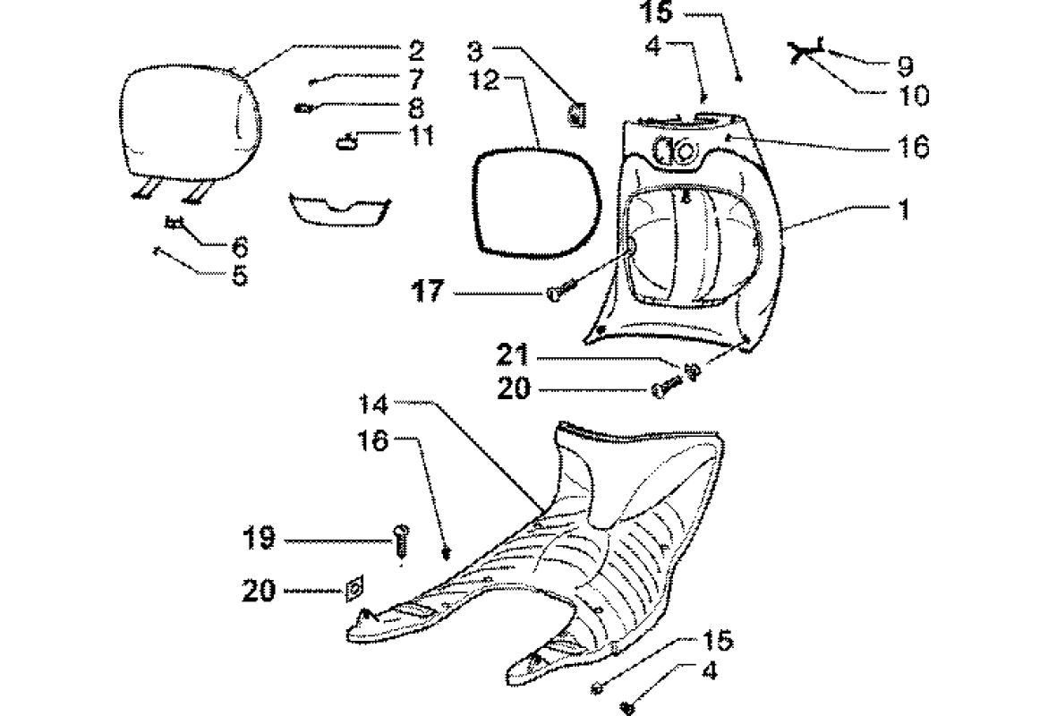 Exploded view Inner Cover - Foot board 