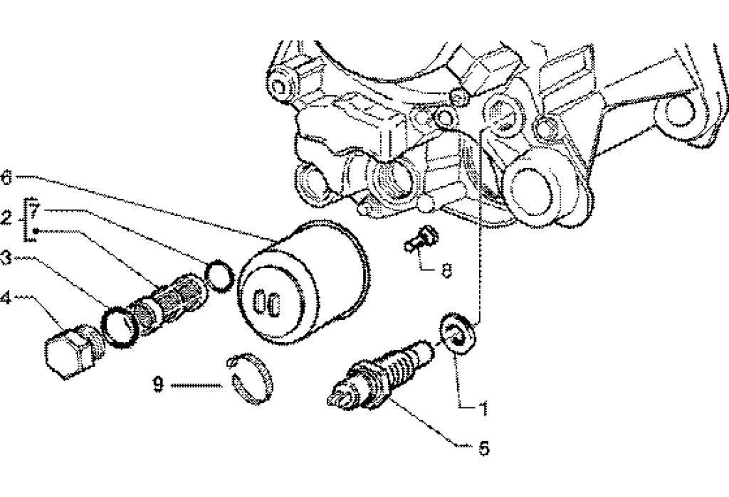 Exploded view Oil filter - oil pressure switch