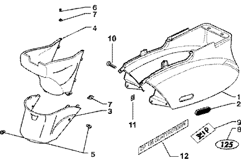 Exploded view Side Cover - Rear fairing
