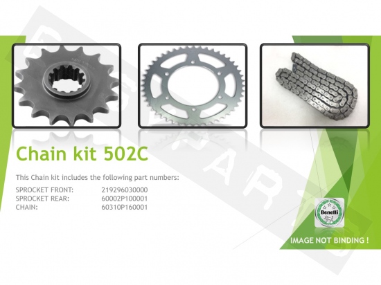 Chain & sprocket kit BENELLI 502C 4T E4-E5 2019-2022 (service)