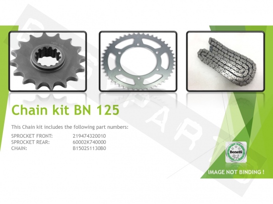 Chain & sprocket kit BENELLI BN 125 4T E4-E5 2018-2022 (service)