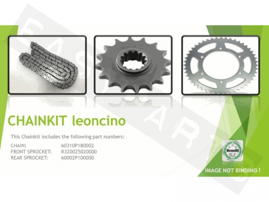 Chain & sprocket kit BENELLI Leoncino 502 4T E4-E5 2017-2022 (service)
