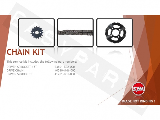 Chain & sprocket kit SYM NH-T 125i 2019-2023 (service)