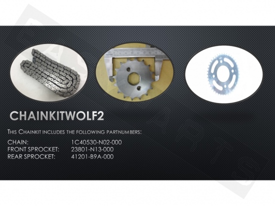 Chain & sprocket kit SYM Wolf SB 125N EFI 2011-2017 (service)