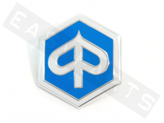 Emblème PIAGGIO logo bleu/ chromé 3D PVC (clips 42mm)