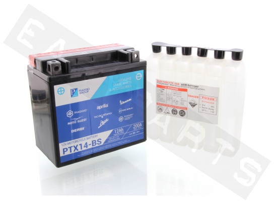 Piaggio Batterie PIAGGIO PTX14-BS 12V-12Ah MF (sans entretien, avec acide)