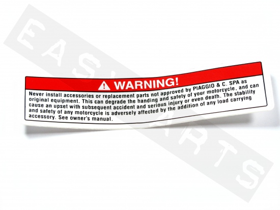 Piaggio Sticker Warning Piaggio