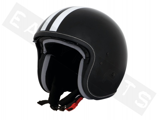 Piaggio Helm Jet VESPA Fiber Zwart / Witte Strepen XL