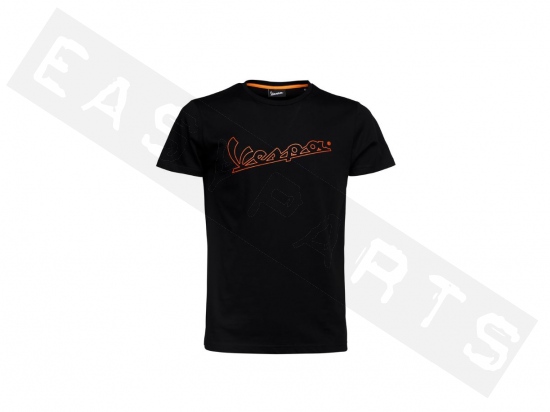 Piaggio Vespa T-Shirt Schwarz mit Fluo rot Logo