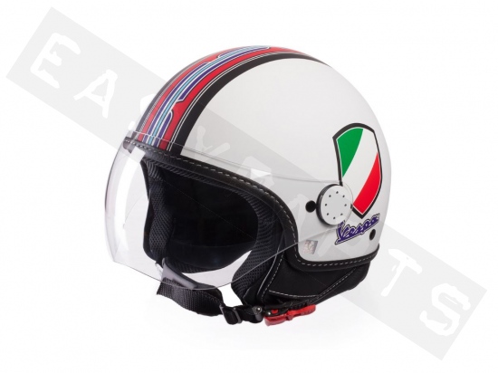 Piaggio Helm Demi Jet VESPA V-Stripes Weiß (Visier geformt)