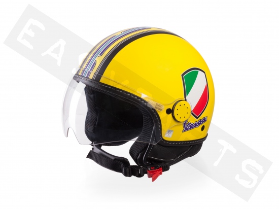 Piaggio Helm Demi Jet VESPA V-Stripes Gelb (Visier geformt)