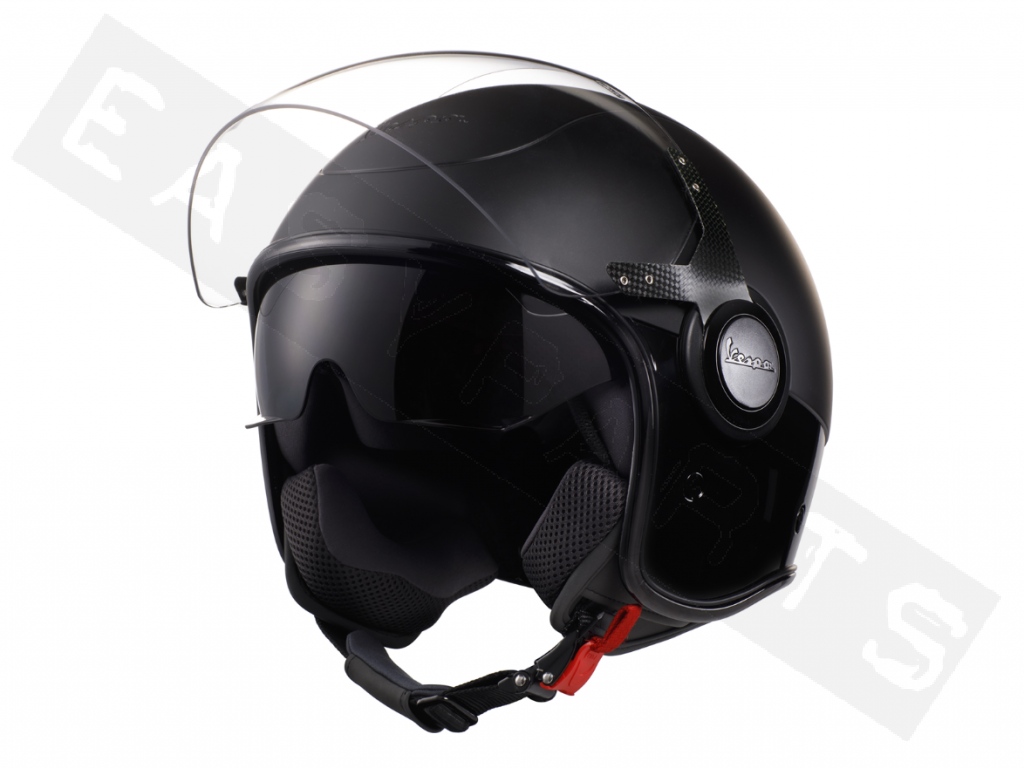 Helmet VESPA VJ type II Matt / Glossy Black (double - Helmets - EasyParts.com - Order scooter parts, moped parts and accessories