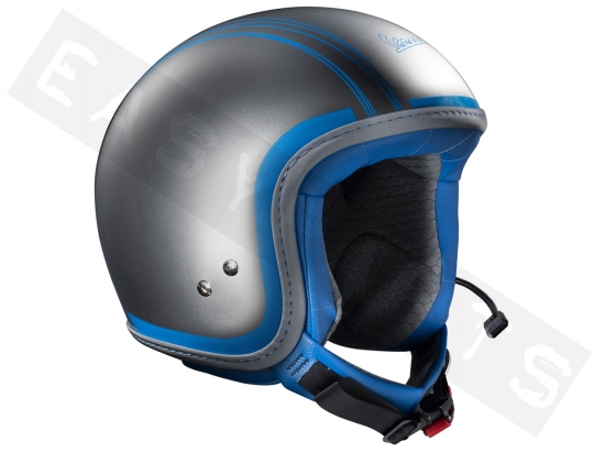 Helmet Jet VESPA Elettrica Tech Chrome/Blue Bluetooth Communication