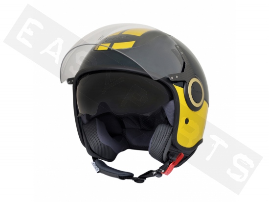 Helmet Demi Jet VESPA VJ Racing Sixties Green/ Yellow (double visor)
