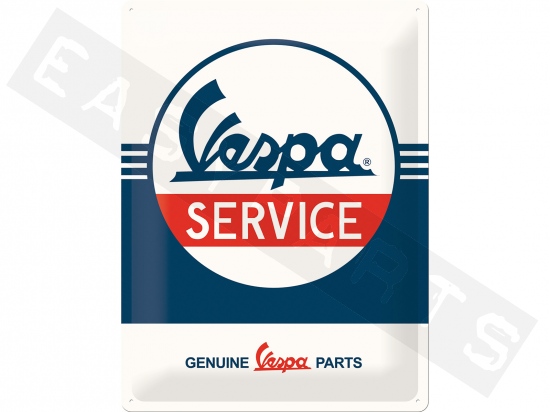 Piaggio Plaque métal VESPA Service blanc/bleu