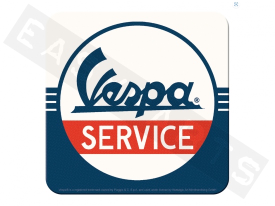 Piaggio Onderzetter VESPA Service wit/blauw metaal