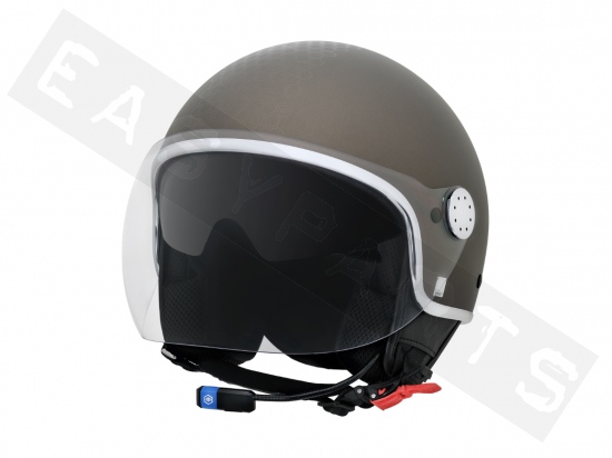 Helm Demi Jet Piaggio Mirror BT Helmet Marone Md2