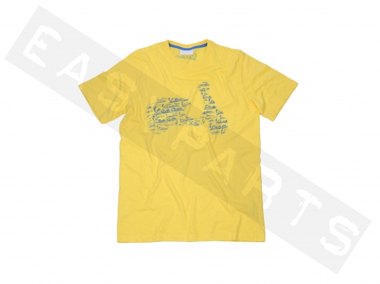 T-Shirt VESPA Heren Geel Retroprint