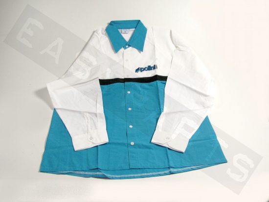 Shirt With Long Sleeves POLINI Race Team Blue & White XL