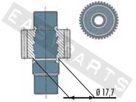 Sekundär Getriebe gelagert POLINI Z.16/47 Ø17,7 Piaggio lang <-1998