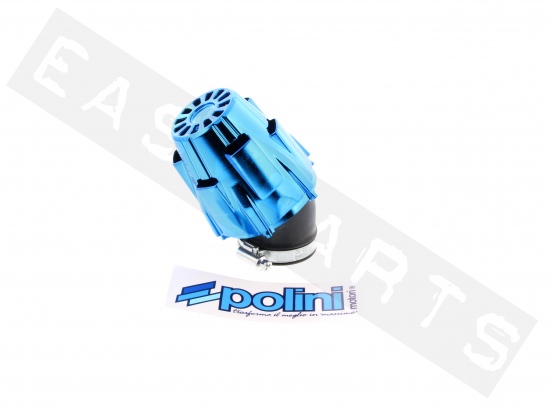 Filtro de aire POLINI Air Box azul anodizado inclinado 30° Ø46 CP Ø15->24
