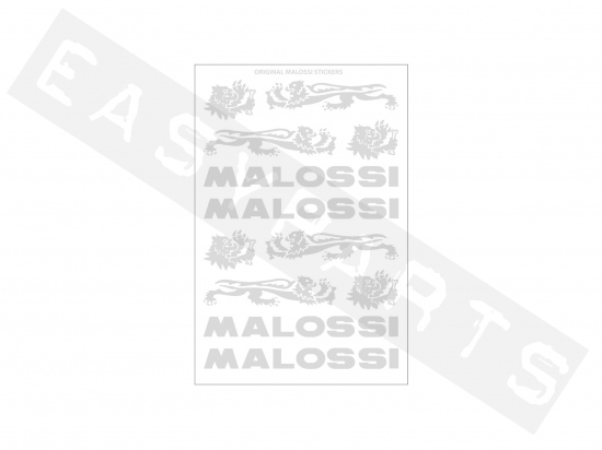 3 Cartelle Di Mini Adesivi Malossi Argento Cromato 11x16,8 C