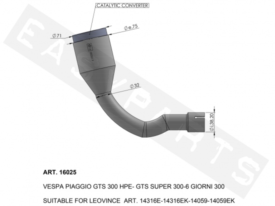 Catalytic Converter Manifold LeoVince GTS 300i HPE E4 2019-2020