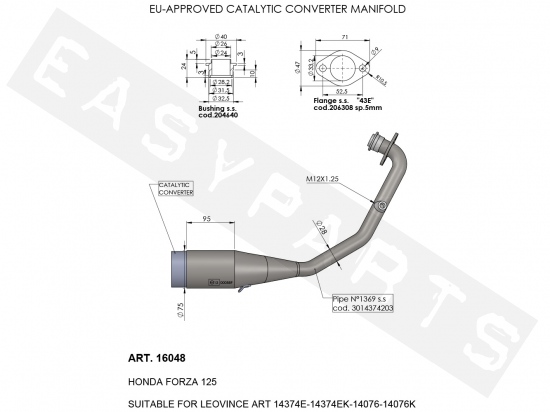 Catalytic Converter Manifold Leovince Forza 125 E5 '21->