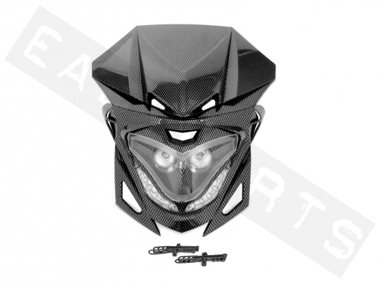 Maschera faro effetto LED TNT Winterbee carbon look Moto universali