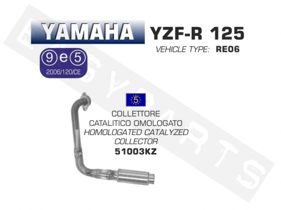 Collector catalytic ARROW Yamaha YZF125R E3 2008-2013