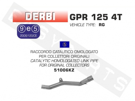 Mid-pipe ARROW 'Catalytic' Derbi GPR125 4T E4 '10-'15